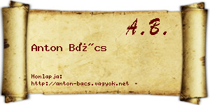 Anton Bács névjegykártya